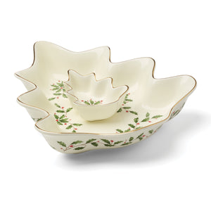 Lenox Holiday Tree Shaped Dolomite Chip and Dip Serving Set for Festive Entertaining 898187