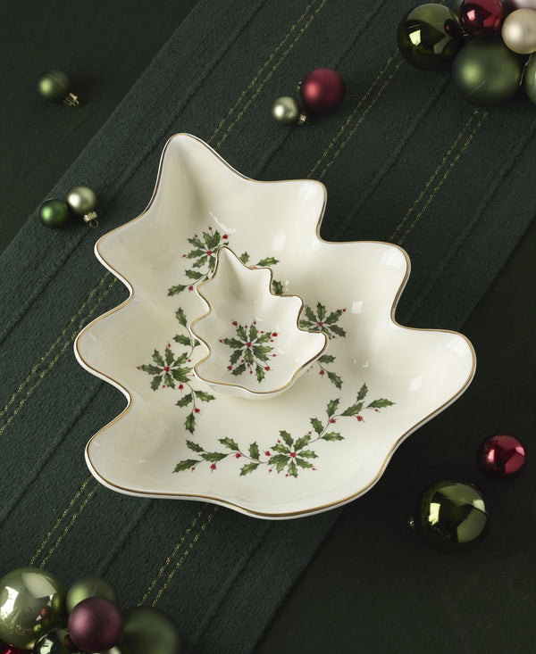 Lenox Holiday Tree Shaped Dolomite Chip and Dip Serving Set for Festive Entertaining 898187
