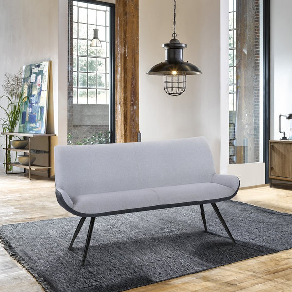 English Elm Palindra Tall-Back Contemporary Bench in Brushed Gray Finish with Plush Gray Faux Leather Seat, 62.5" B2736S00001