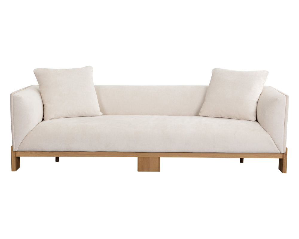 Sunpan Anwa Sofa - Contemporary Design with Durable Polo Club Muslin Fabric and Rustic Oak Wood Base