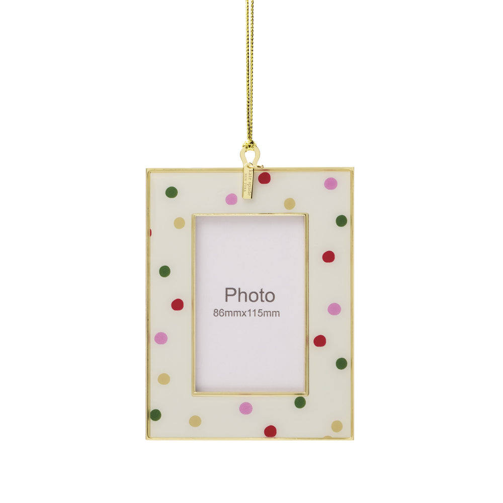Lenox Be Jolly Kate Spade Holiday Ornament Whimsical Festive Christmas Accent Gift for Home Decor Be Jolly Stripe Mini Photo Frame Ornament 898232