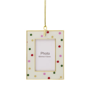 Lenox Be Jolly Kate Spade Holiday Ornament Whimsical Festive Christmas Accent Gift for Home Decor Be Jolly Dot Mini Photo Frame Ornament 898229