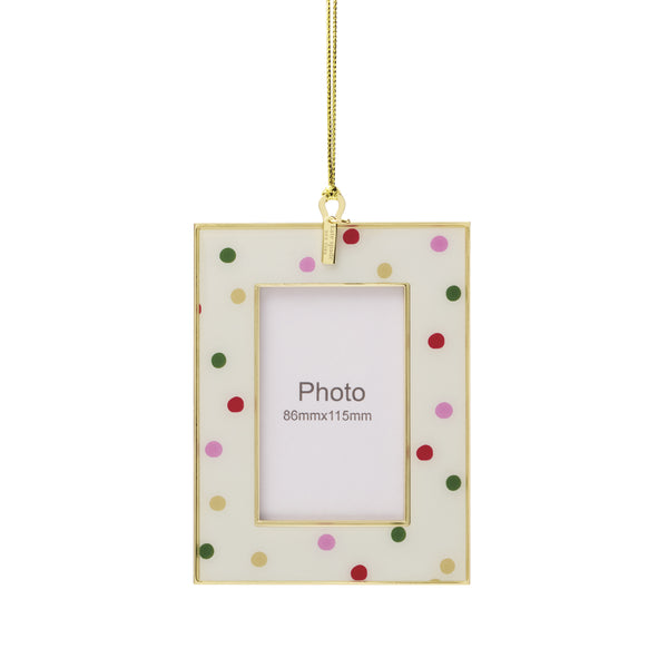 Lenox Be Jolly Kate Spade Holiday Ornament Whimsical Festive Christmas Accent Gift for Home Decor Be Jolly Dot Mini Photo Frame Ornament 898229