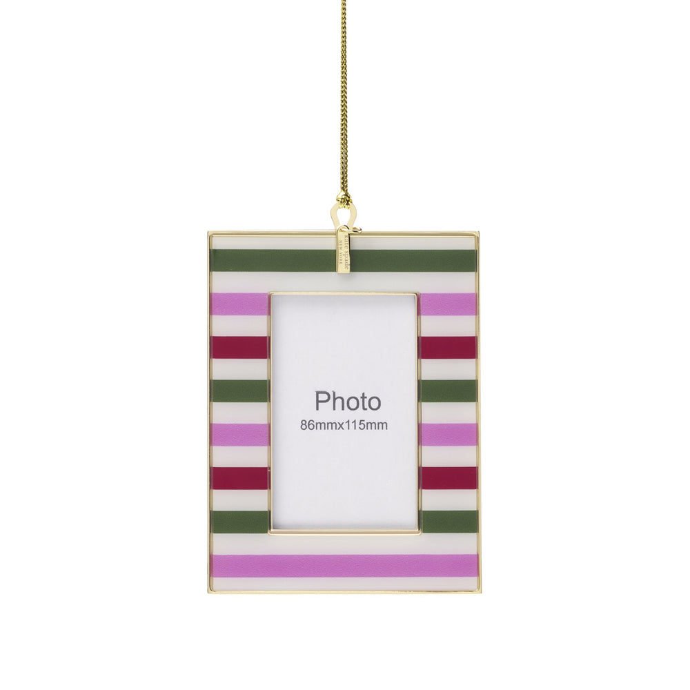 Lenox Be Jolly Kate Spade Holiday Ornament Whimsical Festive Christmas Accent Gift for Home Decor Be Jolly Stripe Mini Photo Frame Ornament 898232