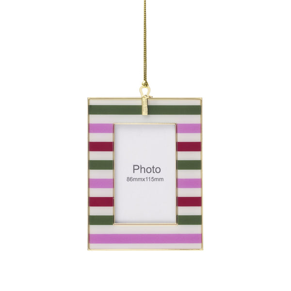 Lenox Be Jolly Kate Spade Holiday Ornament Whimsical Festive Christmas Accent Gift for Home Decor Be Jolly Stripe Mini Photo Frame Ornament 898232