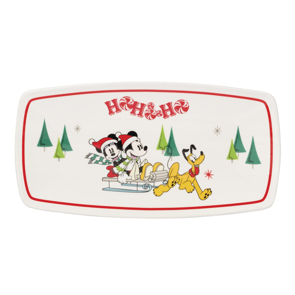 Lenox Disney Mickey Minnie Holiday Porcelain Serving Platter for Festive Christmas Entertaining 13.75 x 7.75 x 1 898254