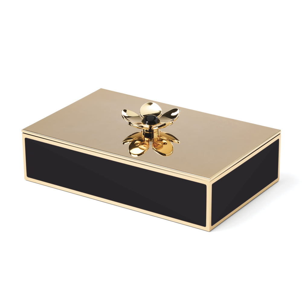 Lenox Make It Pop Kate Spade Steel Floral Keepsake Trinket Box for Stylish Vanity Decor Display Black 898282
