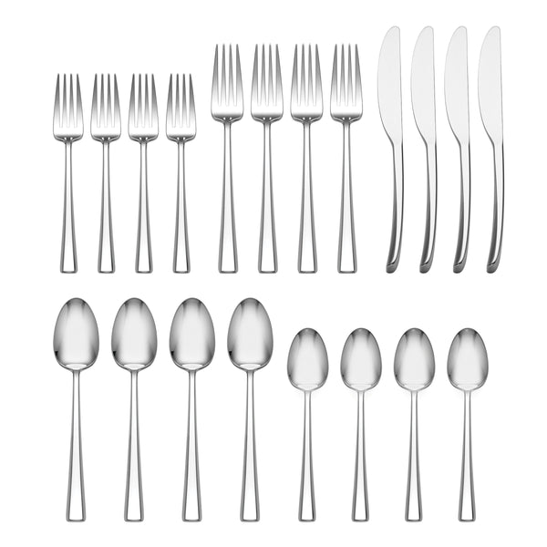 Lenox Maxine 20 Piece 18/10 Stainless Steel Flatware Set for Four with Polished Ergonomic Handles 898320