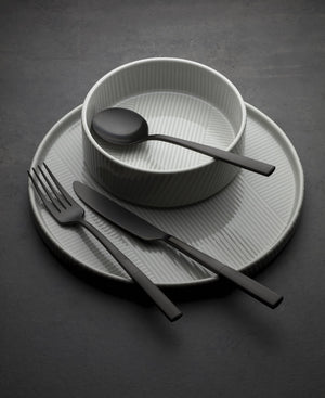 Lenox Modulus Zen Grooved Black Matte 18/10 Stainless Steel Flatware Set for Four 898324