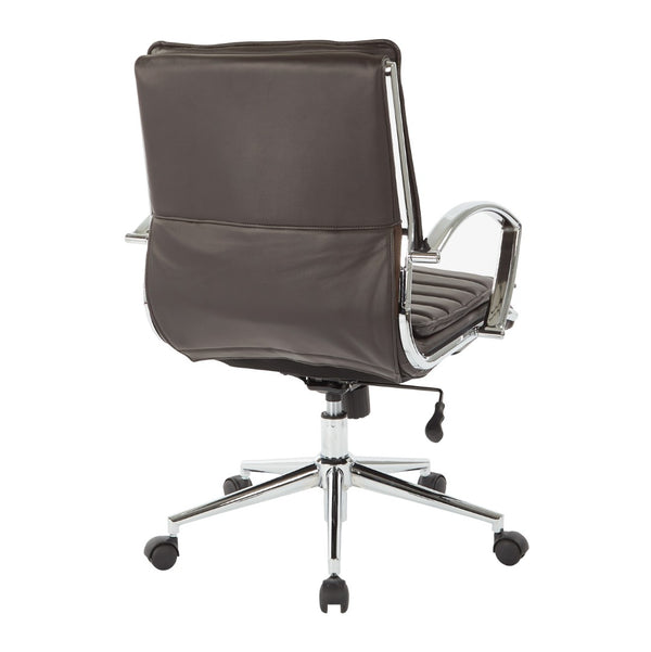 OSP Home Furnishings High Back Executive Office Chair Faux Leather Ergonomic Seat with Chrome Arms and Lumbar Support Mid SPX23591C-U1