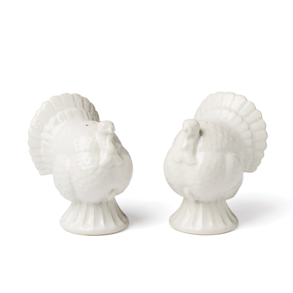 Lenox French Perle Stoneware Turkey Salt Pepper Shakers Scalloped Farmhouse Table Accent 898334