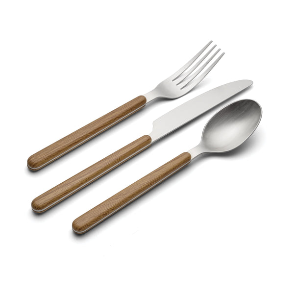 Lenox 24 Seven Stainless Mirror Polish Faux Wood Handle 12 Piece Flatware Set Indoor Outdoor 898350