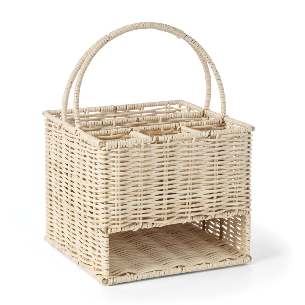 Lenox 24 Seven Natural Rattan Flatware Caddy Handcrafted Organizer for Indoor Outdoor Tables 898352