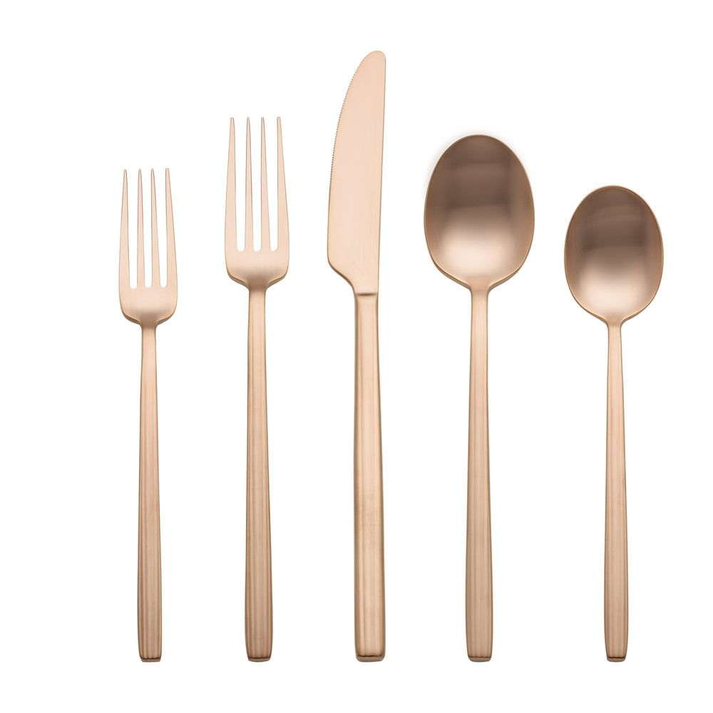 Lenox Dean 20 Piece Stainless Steel Flatware Set with Satin Finish for Modern Dining Tables and Everyday Use Rose Gold 898358