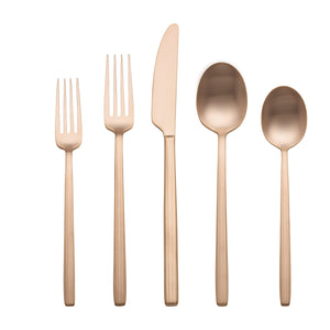 Lenox Dean 20 Piece Stainless Steel Flatware Set with Satin Finish for Modern Dining Tables and Everyday Use Rose Gold 898358