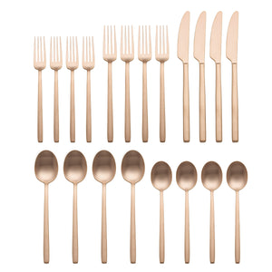 Lenox Dean 20 Piece Stainless Steel Flatware Set with Satin Finish for Modern Dining Tables and Everyday Use Rose Gold 898358