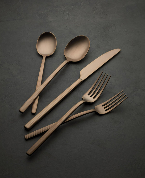 Lenox Dean 20 Piece Stainless Steel Flatware Set with Satin Finish for Modern Dining Tables and Everyday Use Rose Gold 898358