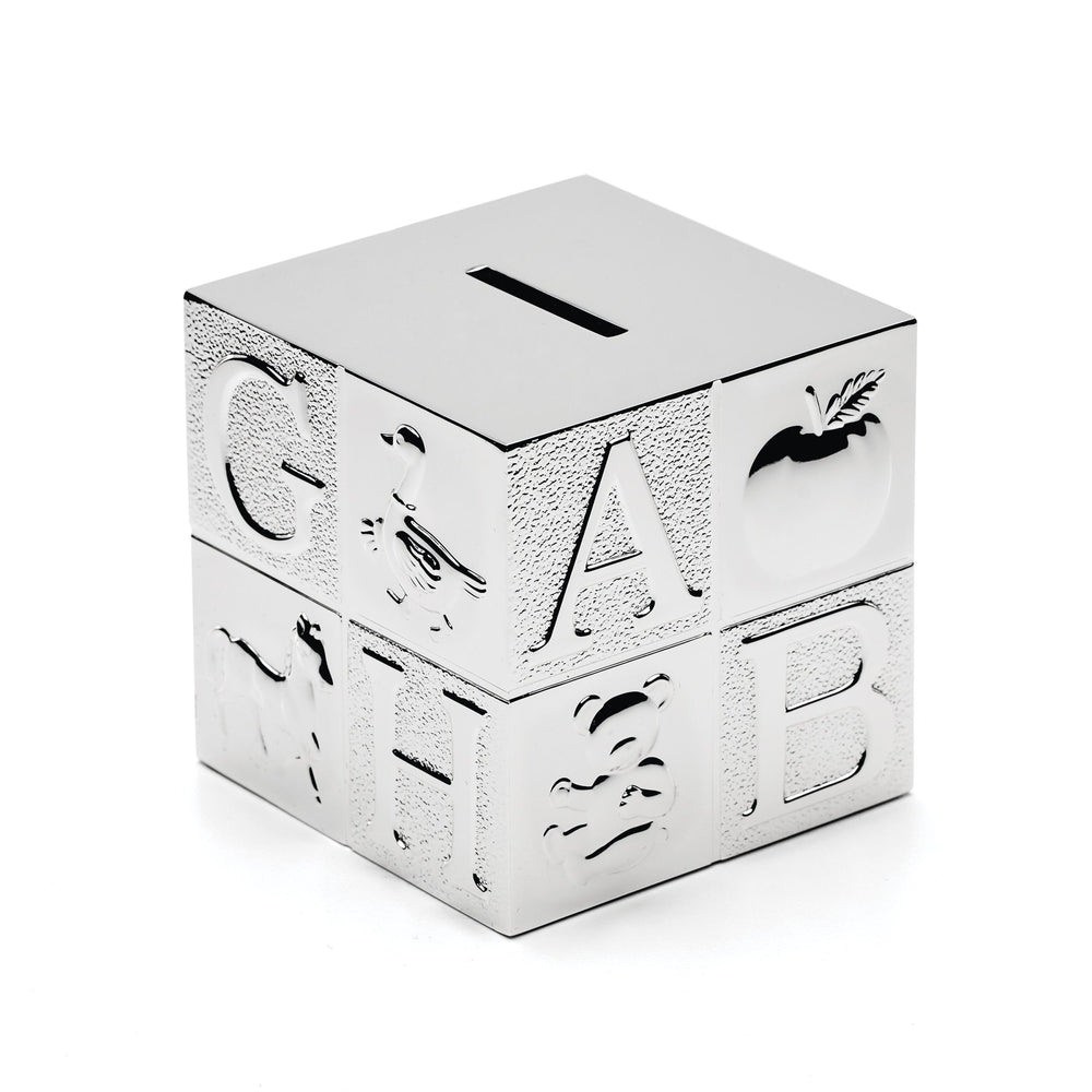 Lenox Silverplate Coin Bank Sculpted Keepsake Heirloom Figurine for Nursery or Baby Shower Gift ABC 898381