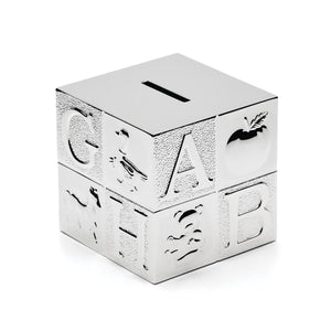 Lenox Silverplate Coin Bank Sculpted Keepsake Heirloom Figurine for Nursery or Baby Shower Gift ABC 898381