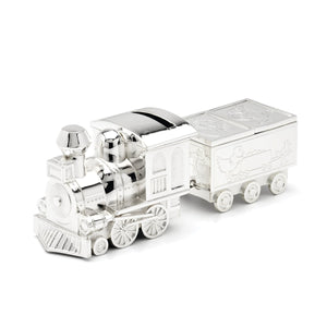 Lenox Silverplate Coin Bank Sculpted Keepsake Heirloom Figurine for Nursery or Baby Shower Gift Train with Caboose 898382