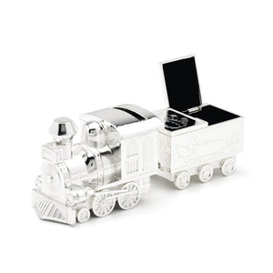 Lenox Silverplate Coin Bank Sculpted Keepsake Heirloom Figurine for Nursery or Baby Shower Gift Train with Caboose 898382
