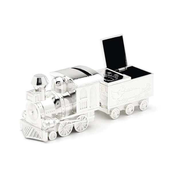Lenox Silverplate Coin Bank Sculpted Keepsake Heirloom Figurine for Nursery or Baby Shower Gift Train with Caboose 898382