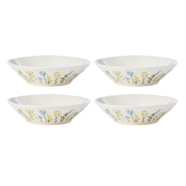 Lenox Wildflowers Stoneware Bowls Set of 4 Hand Painted Floral Botanical Farmhouse Dining 898387