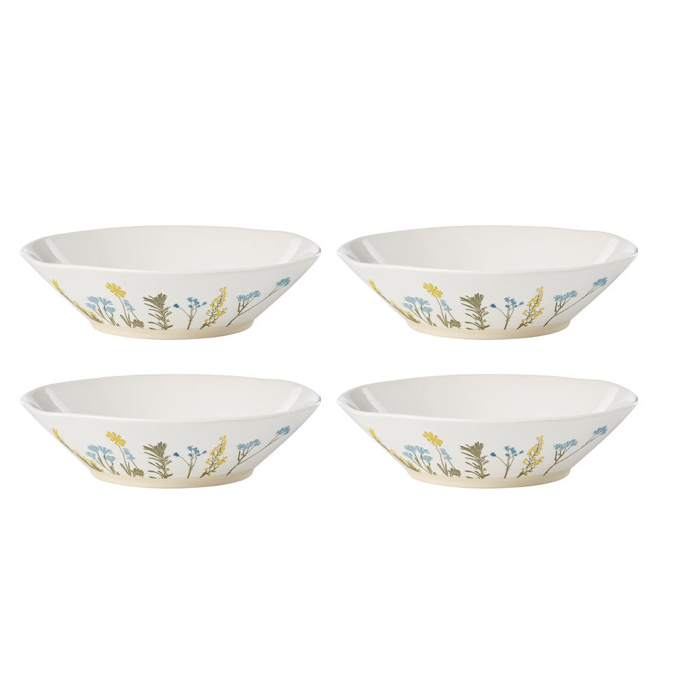Lenox Wildflowers Stoneware Pasta Bowl Set of 4 with Unique Floral Artisan Brushwork 898388