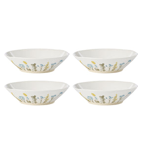 Lenox Wildflowers Stoneware Pasta Bowl Set of 4 with Unique Floral Artisan Brushwork 898388