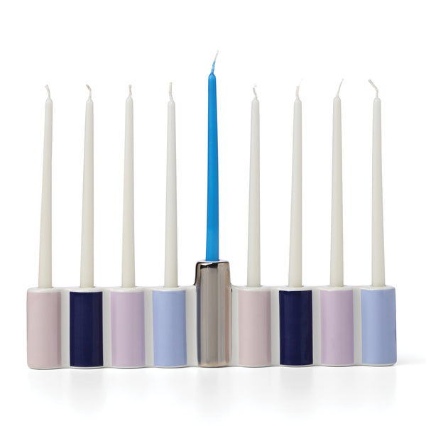 Lenox Oak Street Glazed Porcelain Candle Holder with Graphic Accent for Elegant Home Decor Display Menorah 898396