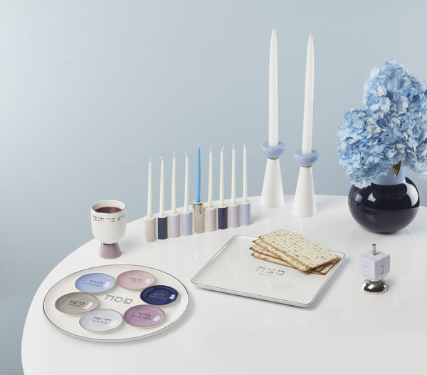 Lenox Oak Street Glazed Porcelain Candle Holder with Graphic Accent for Elegant Home Decor Display Menorah 898396