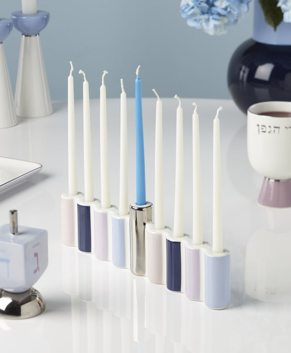 Lenox Oak Street Glazed Porcelain Candle Holder with Graphic Accent for Elegant Home Decor Display Menorah 898396