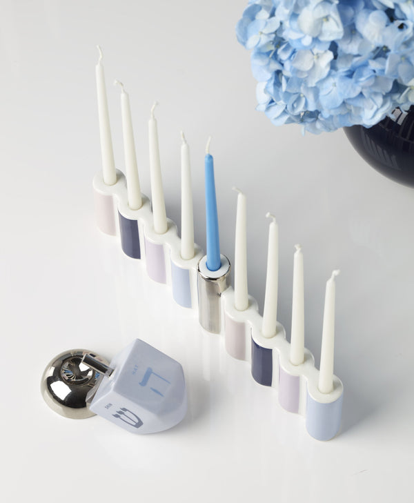Lenox Oak Street Glazed Porcelain Candle Holder with Graphic Accent for Elegant Home Decor Display Menorah 898396