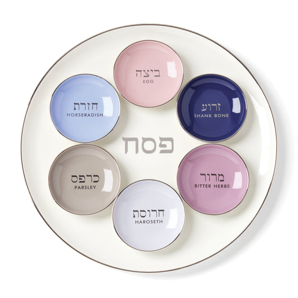 Lenox Oak Street Kate Spade Porcelain Passover Serveware with Elegant Silver Accent and Festive Details Seder Plate 898397