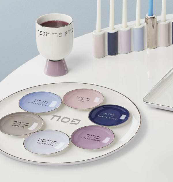Lenox Oak Street Kate Spade Porcelain Passover Serveware with Elegant Silver Accent and Festive Details Seder Plate 898397