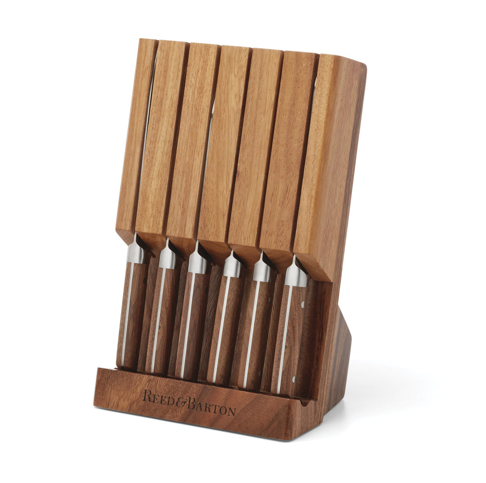 Lenox Asher 7-piece German Steel Knife Block Set with Sisal Walnut Handles Artisan 898399