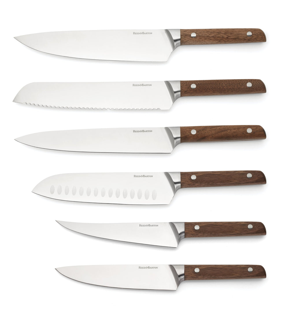Lenox Asher 7-piece German Steel Knife Block Set with Sisal Walnut Handles Artisan 898399