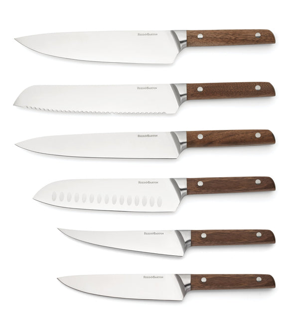 Lenox Asher 7-piece German Steel Knife Block Set with Sisal Walnut Handles Artisan 898399