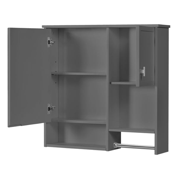English Elm 29'' Wall Mounted Bathroom Cabinet with Mirror Towel Bar and Adjustable Shelving N710P209440E