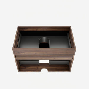 English Elm Grace Wall Mounted Floating Vanity Walnut Wood Grain Mid Century Modern Bathroom Storage W1865P365231