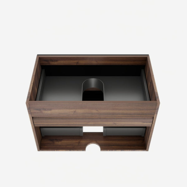 English Elm Grace Wall Mounted Floating Vanity Walnut Wood Grain Mid Century Modern Bathroom Storage W1865P365231
