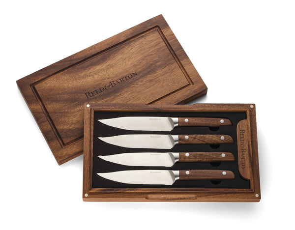 Lenox Asher German Steel Steak Knives Set of 4 with Walnut Handles and Gift Box 898400