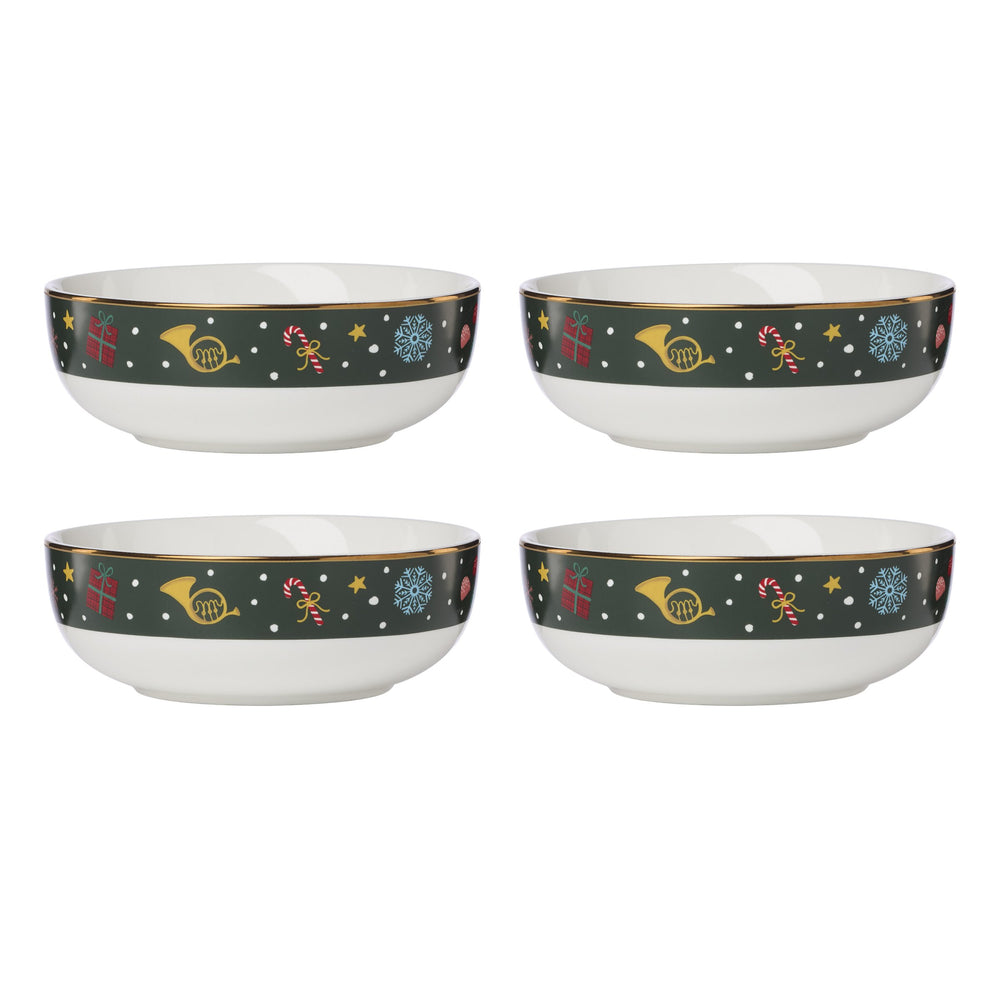 Lenox Nutcracker Ballet Porcelain Bowls Set of 4 Festive Holiday Soldier Motif Dinnerware 898403