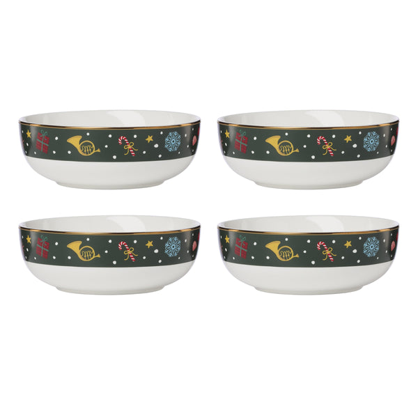 Lenox Nutcracker Ballet Porcelain Bowls Set of 4 Festive Holiday Soldier Motif Dinnerware 898403