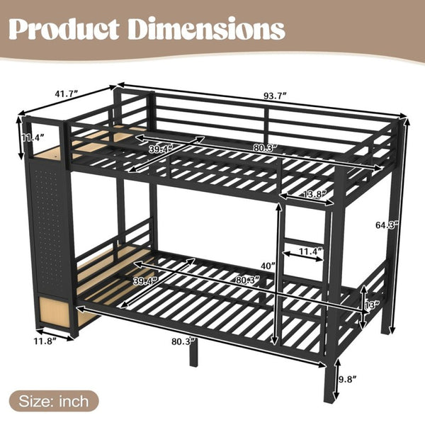 English Elm Full Size Pine Loft Bed House Frame with Slide Bookshelves and Moon Star Rails W1580S00589