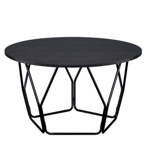 English Elm Espresso Drum Coffee Table with Open Metal Base and Round Top, 32.5" Stylish Accent Table B062P186446