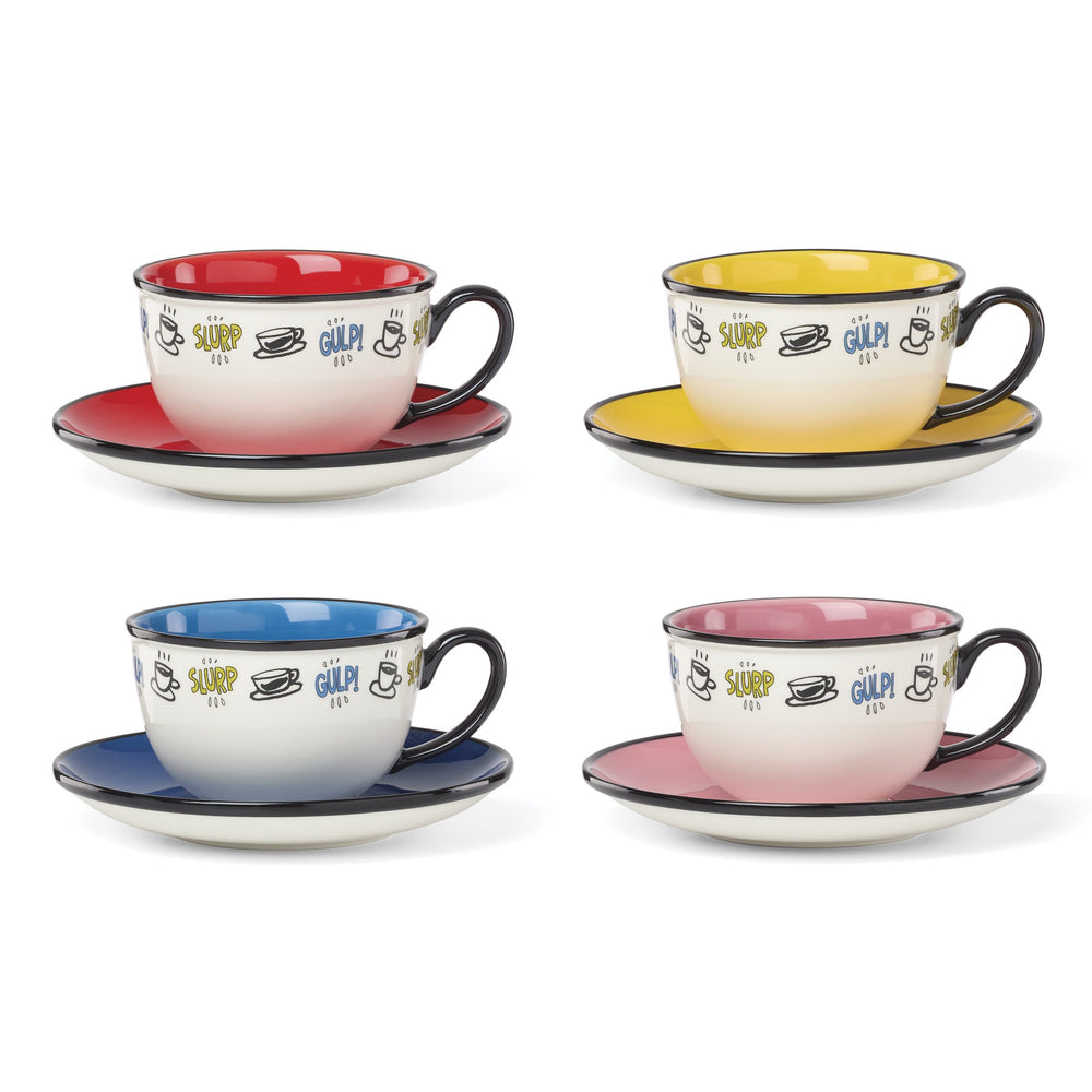 Lenox Chef Snoopy Porcelain Tea Cup and Saucer Set for Four Peanuts Fans Collectible 898444