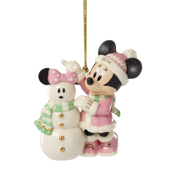 Lenox 2026 Dated Disney Keepsake Ornament Annual Holiday Collectible Gift with Gold Accents Licensed Blue 2026 Minnie Mouse's Matching Snowman Ornament 898477