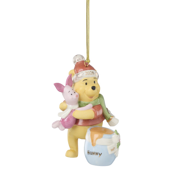 Lenox 2026 Dated Disney Keepsake Ornament Annual Holiday Collectible Gift with Gold Accents Licensed Yellow 2026 100th Anniversary Winnie the Pooh Ornament 898478