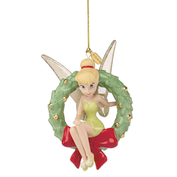 Lenox 2026 Dated Disney Keepsake Ornament Annual Holiday Collectible Gift with Gold Accents Licensed Yellow 2026 Tinker Bell with Wreath Ornament 898479